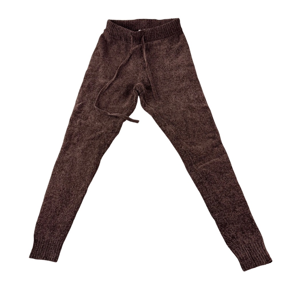 MESHKI Chenille Knit Leggings Women S Brown Lounge Soft Fuzzy Cozycure Soft girl